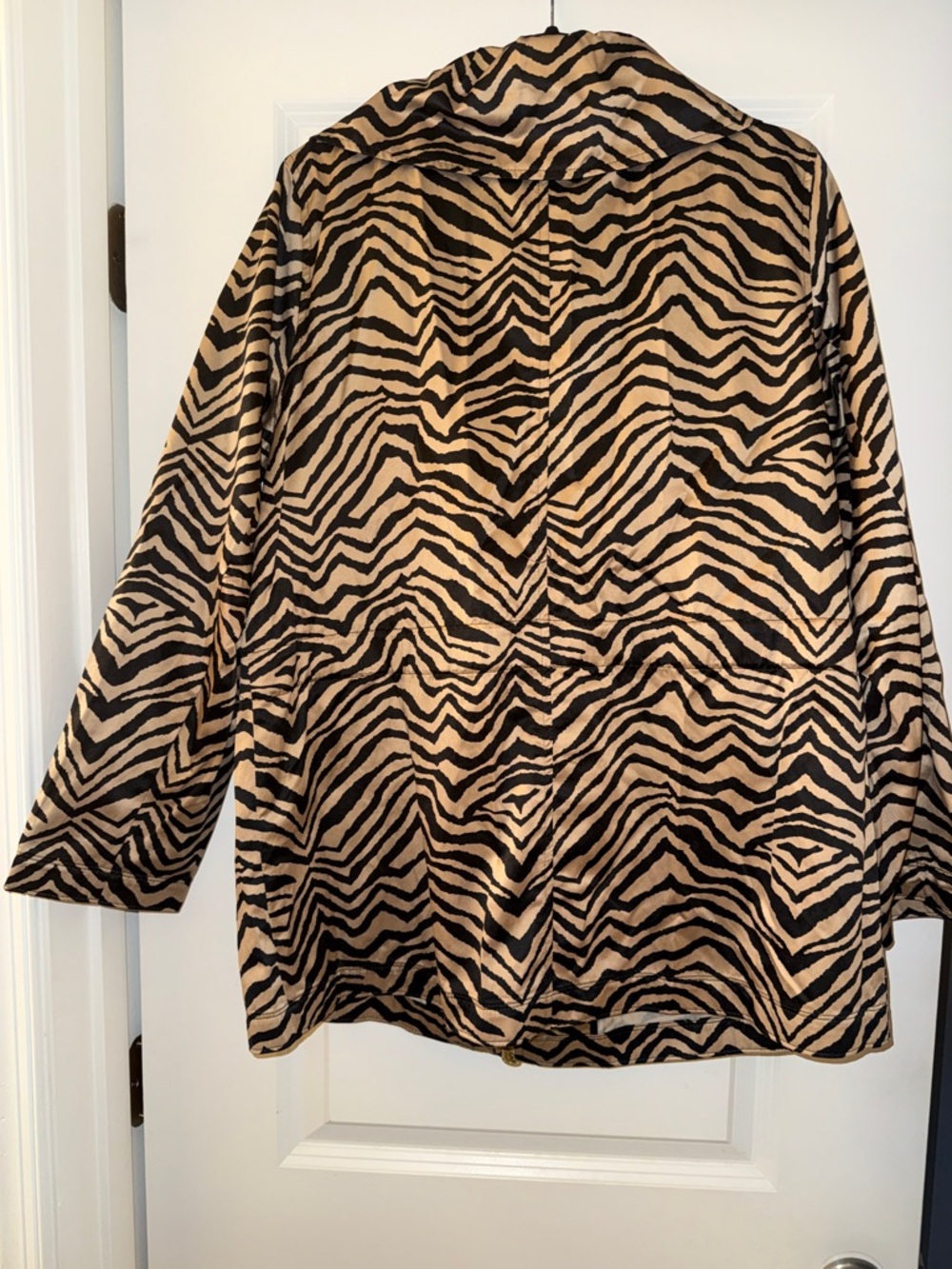 Dana Buchman Zebra-Print Trench Coat in Black & Cream - Picture 6 of 8